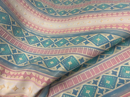 **Leather Oval Earrings in Pastel Navajo w/ Turquoise Accent 224s