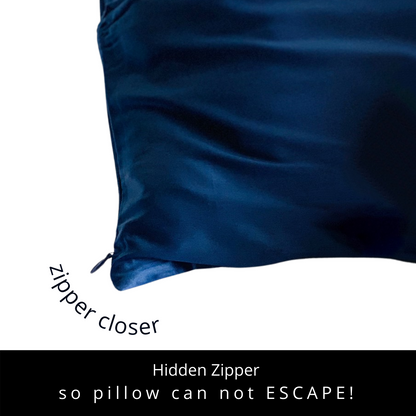 PURE SOL. Beauty Sleep Happy 100% Mulberry Silk Pillow Case - Navy