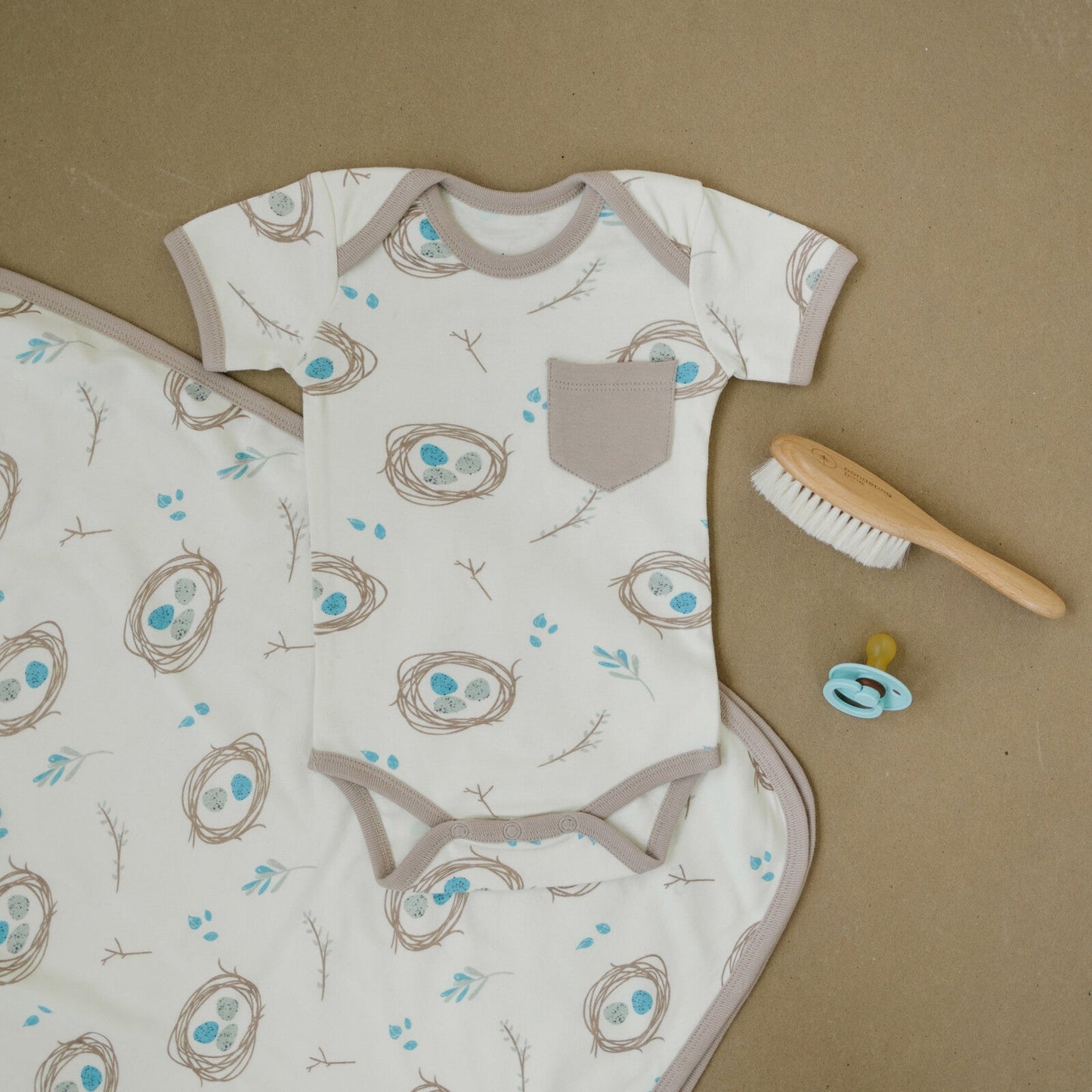 GOTS Certified Organic Cotton Short Sleeve Bodysuit - Quail Nest