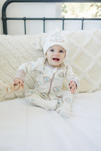 GOTS Certified Organic Cotton Zippy Footed - Quail Nest