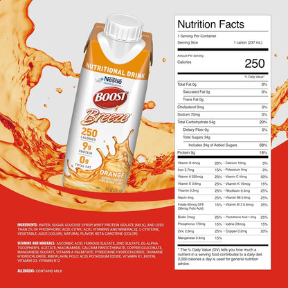 Nestle Boost Breeze, Orange, 8 oz carton, CS/24