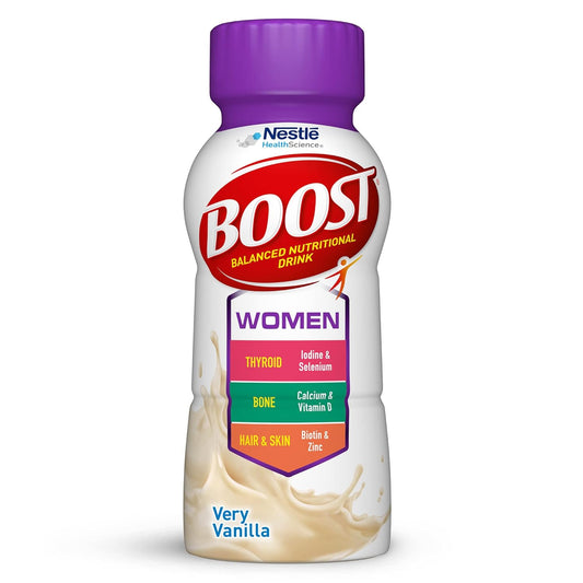 Nestle Boost Women Balanced Nutritional Drink, Very Vanilla, 8 oz bottle, CS/24