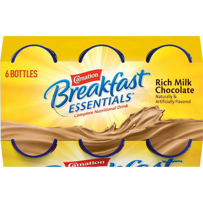 Nestle Carnation Breakfast Essentials, 8 oz Bottle, Rich Milk Chocolate
