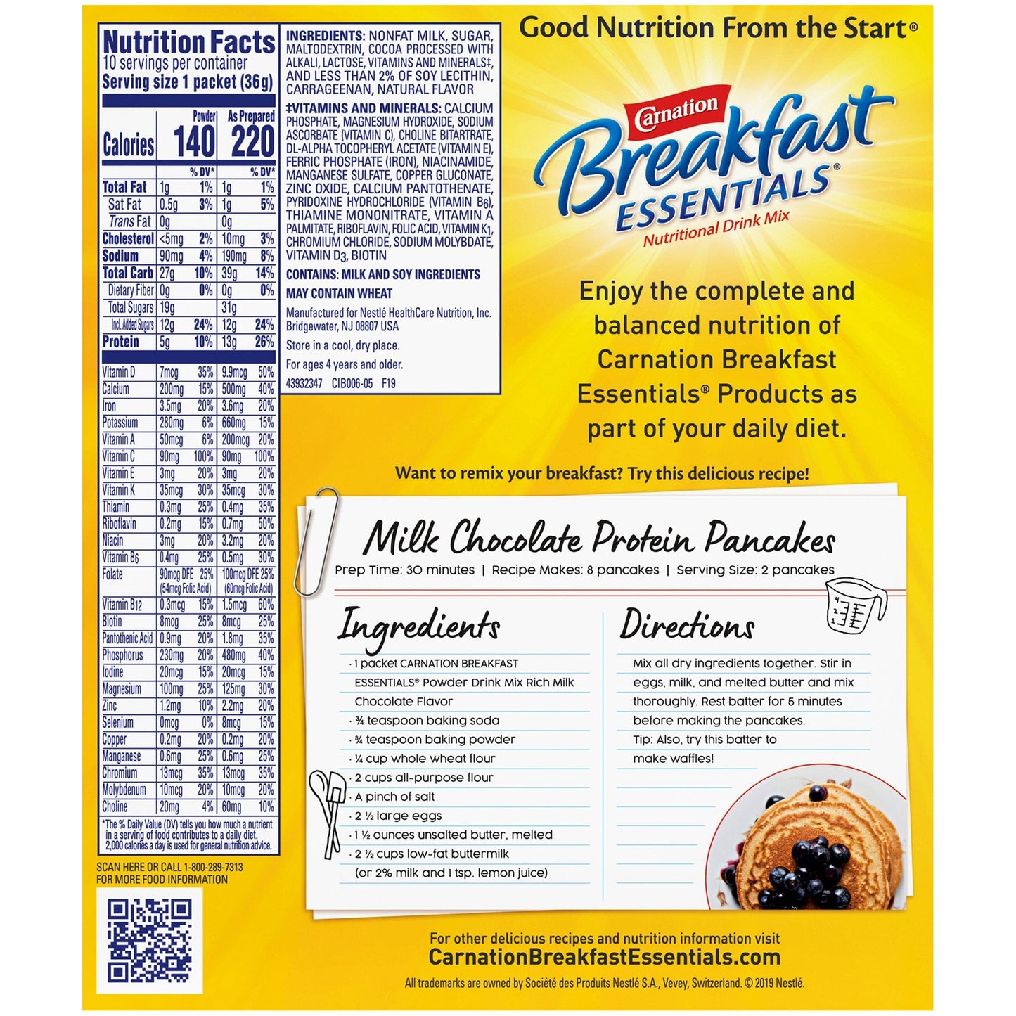 Carnation Breakfast Essentials Powder Drink Mix, Rich Milk Chocolate