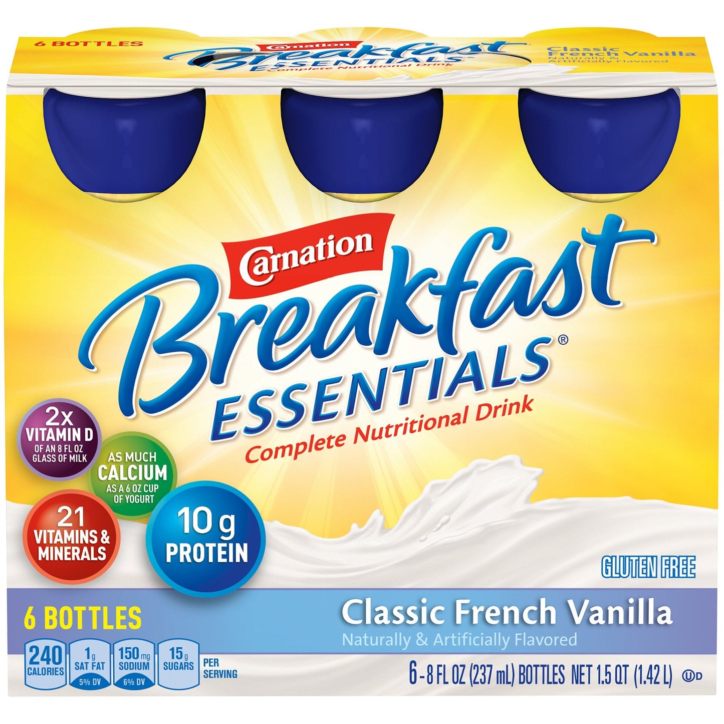 Nestle Carnation Breakfast Essentials, 8 oz Bottle, French Vanilla