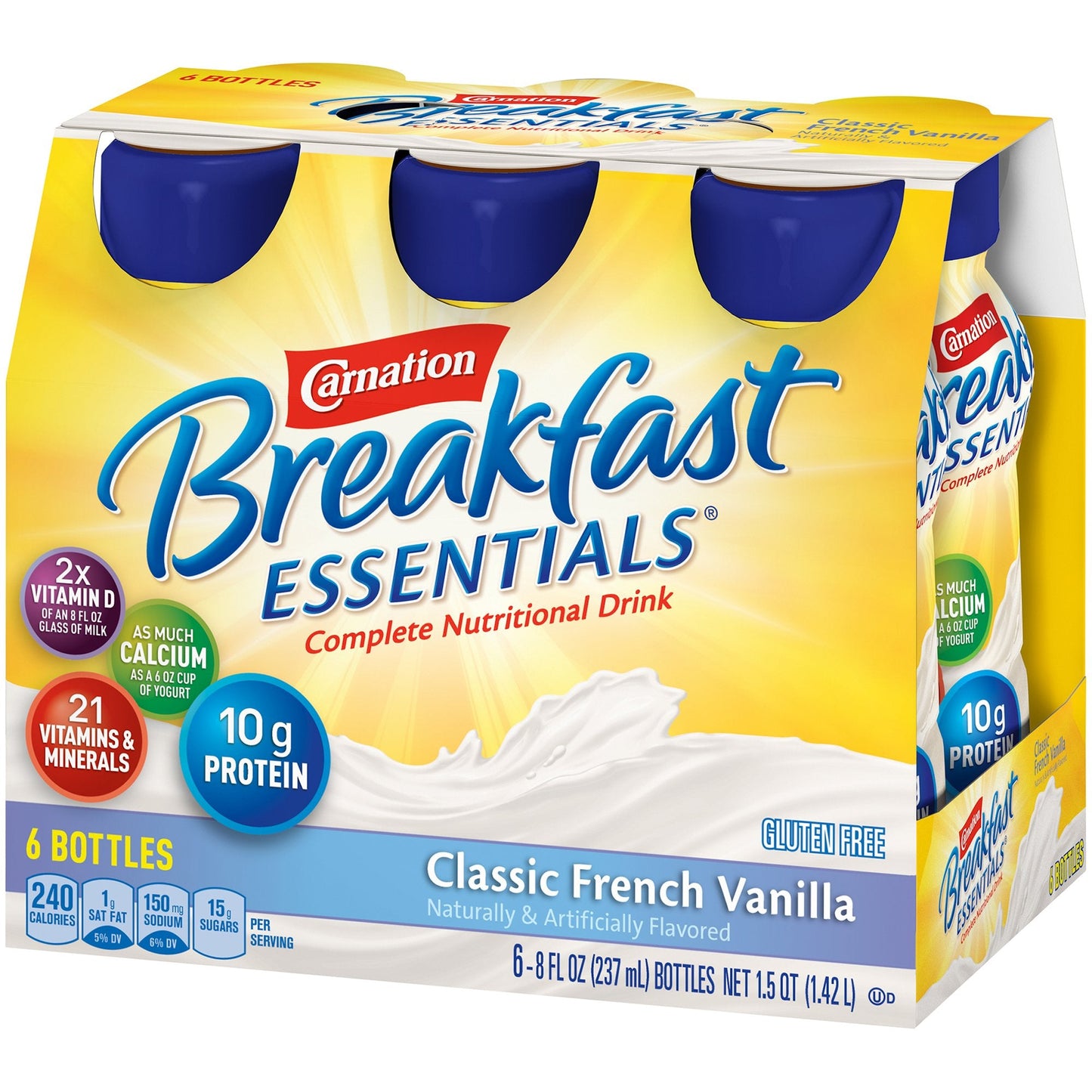 Nestle Carnation Breakfast Essentials, 8 oz Bottle, French Vanilla