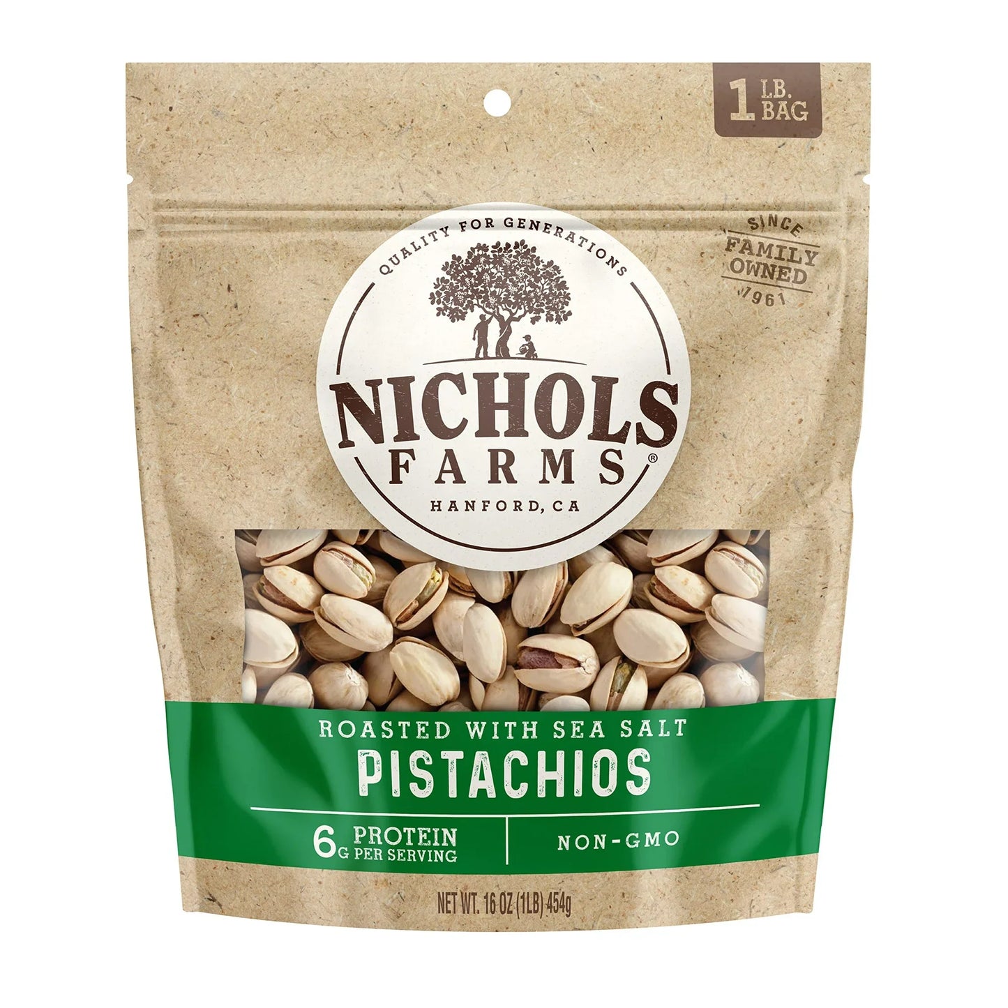 Nichols Farms Roasted Salted Pistachios – 16 oz (Pack of 15) | California-Grown, Kosher, Gluten-Free