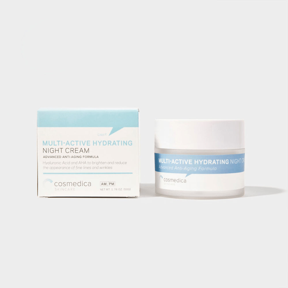 Cosmedica Skincare Multi-Active Hydrating Night Cream – Anti Aging Face & Neck Moisturizer with Hyaluronic Acid, Shea Butter, Glycolic Acid & Vitamin E – Overnight Wrinkle Repair Cream for Dry & Sensitive Skin, 2 oz