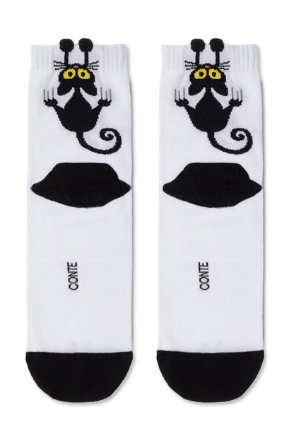 Cotton Socks Conte Classic 233 - Picot "Black cat"