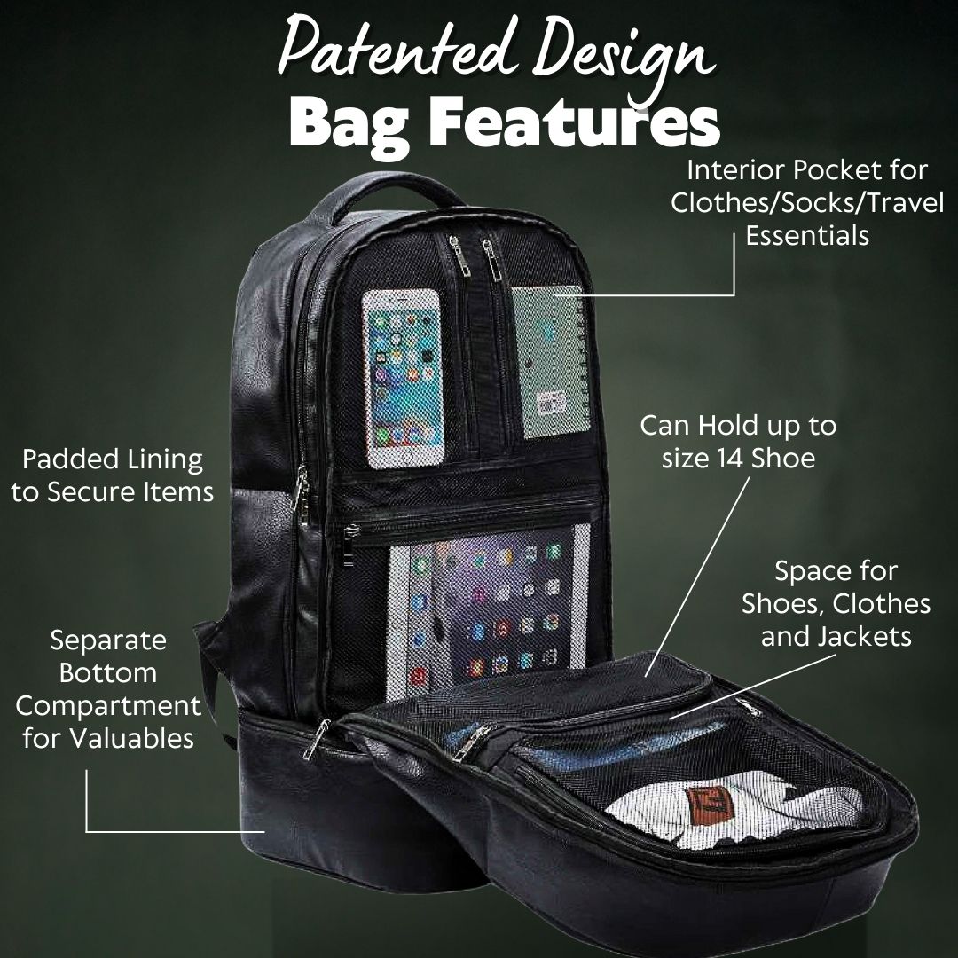 Baby Blue Leather Patented Carry-On Backpack