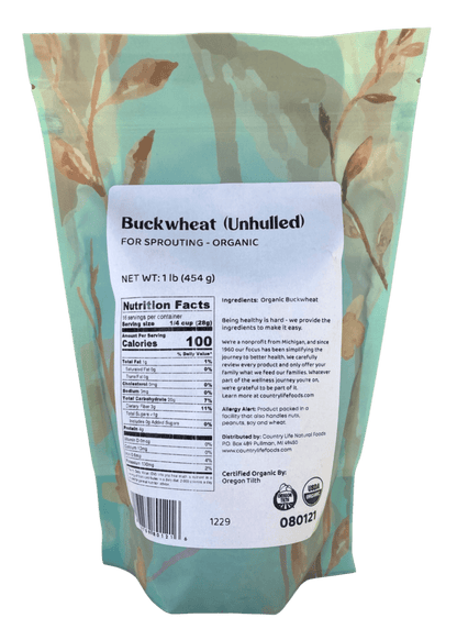 Buckwheat, Unhulled For Sprouting, Organic