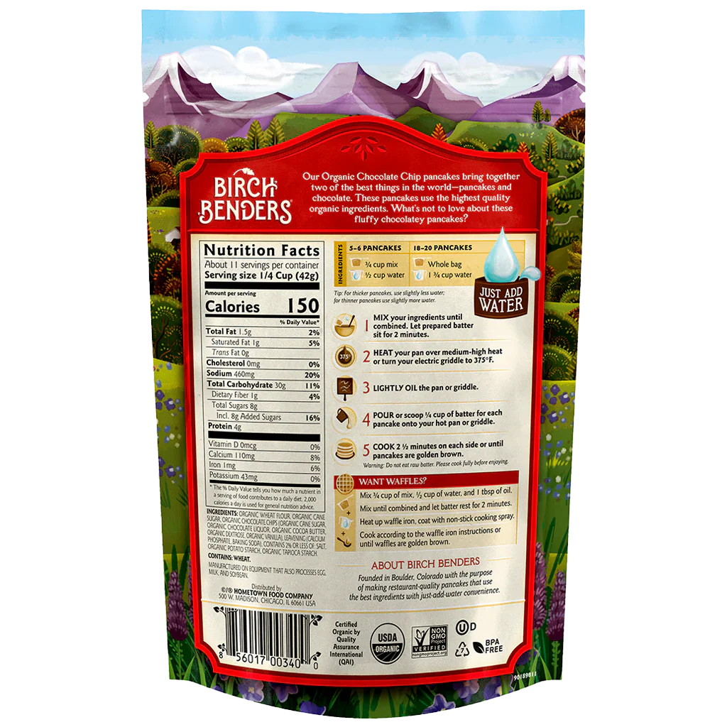 Birch Benders Organic Chocolate Chip Pancake Mix (Case of 6, 16 Oz. Each)
