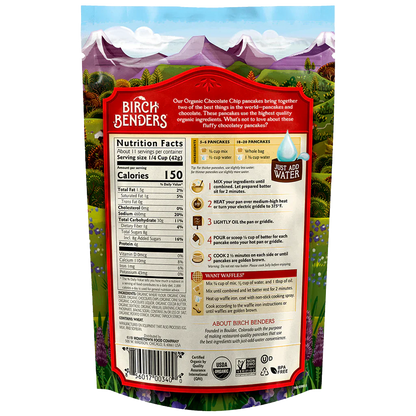 Birch Benders Organic Chocolate Chip Pancake Mix (Case of 6, 16 Oz. Each)