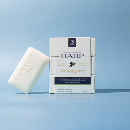 HARP pH-Balanced Body Wash Bar - Extra Gentle For Dry or Sensitive Skin + Shea Butter-Borage oil- Meadowfoam | Non-Comedogenic | Soap-Free, Lye-Free. FRAGRANCE FREE (No Masking agents added)