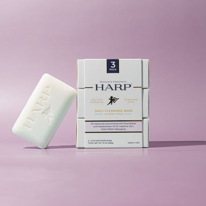 HARP pH-Balanced Body Wash Bar - Exceptionally Gentle For Dry or Sensitive Skin + Shea Butter-Borage oil- Meadowfoam | Non-Comedogenic | Soap-Free, Lye-Free. VANILLA LAVENDER FRAGRANCE. 5oz
