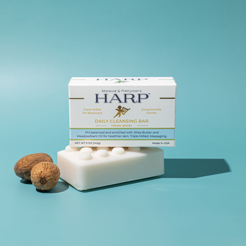 HARP® Fresh Sport Body Wash Bar – pH Balanced (5.0–6.0) Syndet Cleanser, Soap-Free & No Lye, Non-Comedogenic, Gentle for Sensitive & Dry Skin, With Shea Butter & Borage Oil
