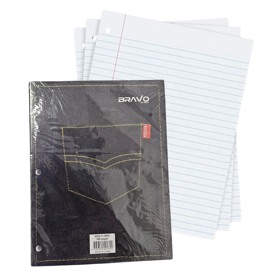 Bravo Ring Binder Paper 100 Pages (Wide Ruled)