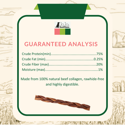 Braided Collagen Stick Dog Treats for Joint Health - 12-Inch Standard (4-Pack)