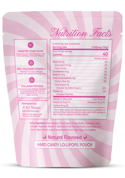It Girl Beauty Lollipops - Collagen Peptides & Vitamin C Healthy Candy for Skin, Hair, Nails
