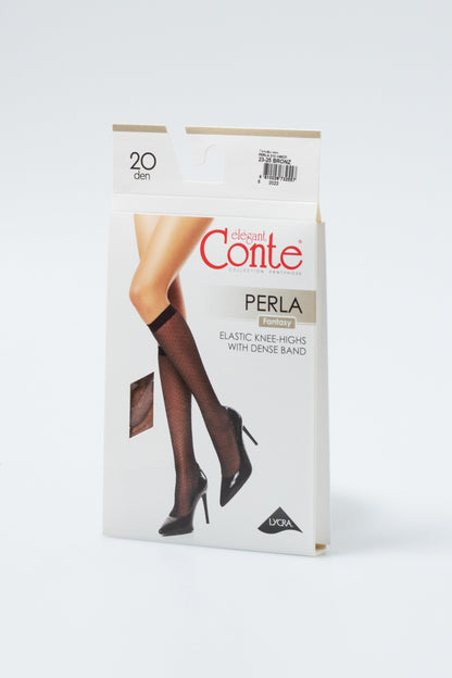 Fantasy Knee Highs Conte Perla - Geometric Dot Pattern
