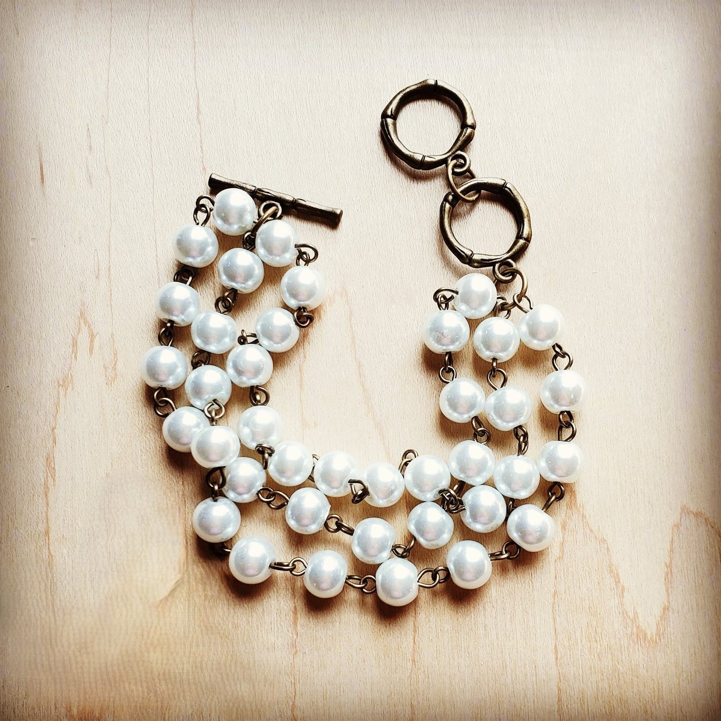 Pearl Triple Strand Bracelet 804a