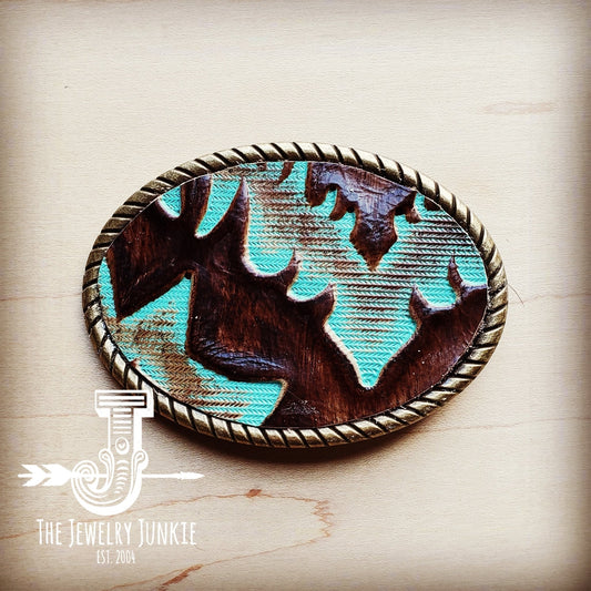 **Rope Edge Turquoise Laredo Leather Belt Buckle 901t