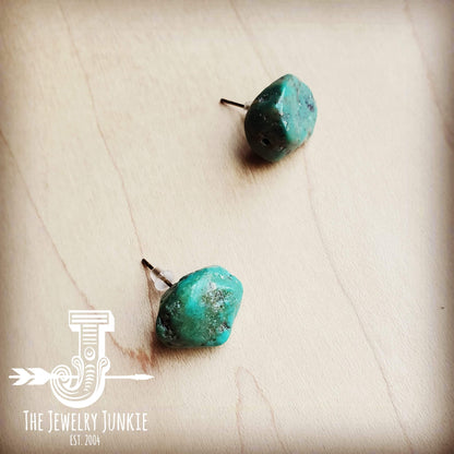 **Natural Green Turquoise Stud Earrings 205g