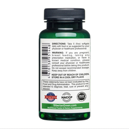 Siberian Pine Nut Oil with Pine Resin Capsules - 200 Softgels | Wild-Harvested, Cold-Pressed, Unrefined