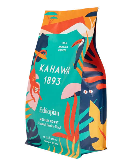 Kahawa 1893 Medium Roasted Ethiopian Coffee Whole Beans - 6-12 oz (Pack of 6)