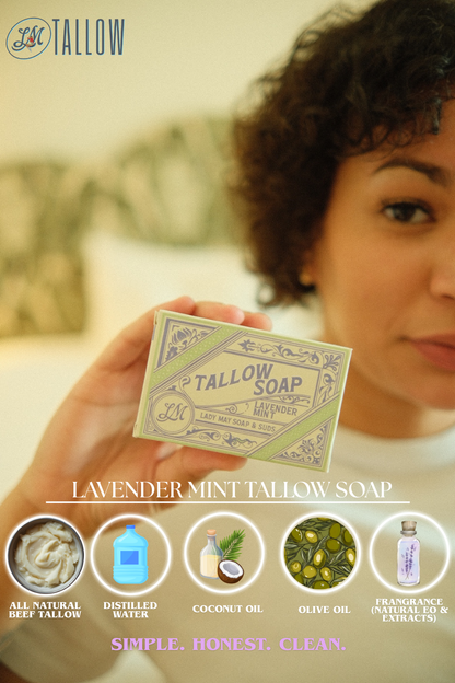 All-Natural Tallow Soap – Lavender Mint & Unscented | Non-Toxic Bar Soap With Tallow