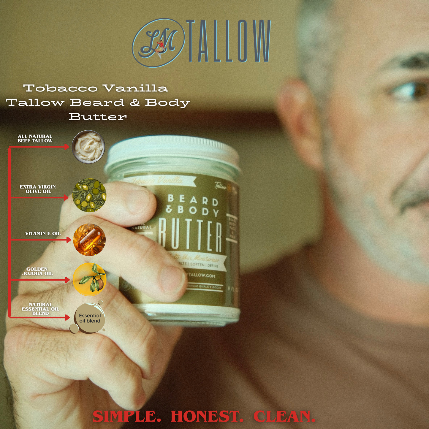 Tallow Man Men’s Beard Butter Trio Gift Box | 100% Natural Tallow