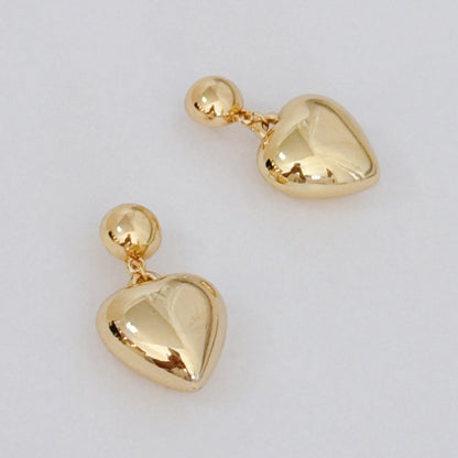 Puffy Heart Dangle Earrings | Romantic Alloy Metal Earrings - Femstylo