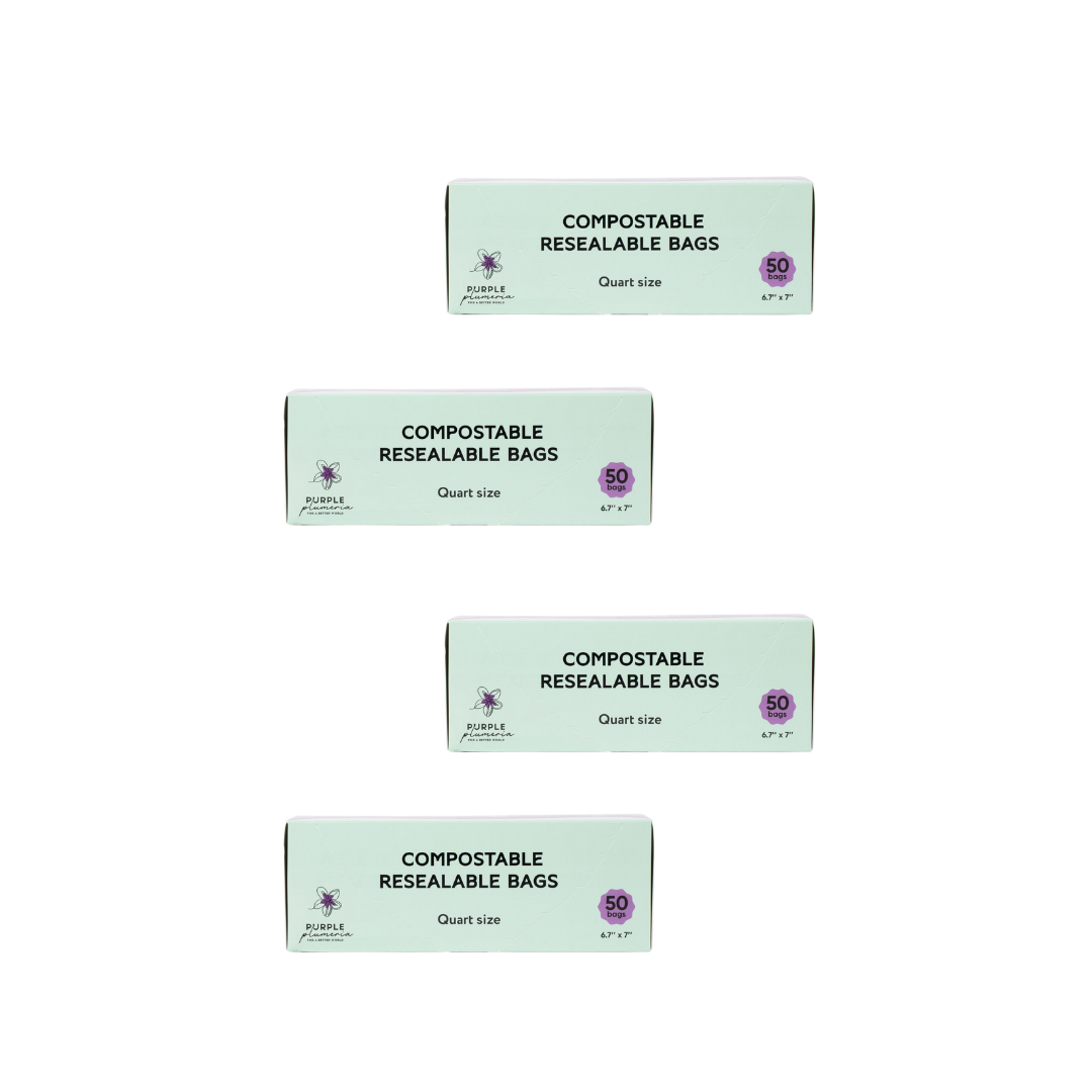 Compostable Resealable Bags. Eco-Friendly & Durable. Snack, Sandwich, Quart & Gallon Sizes