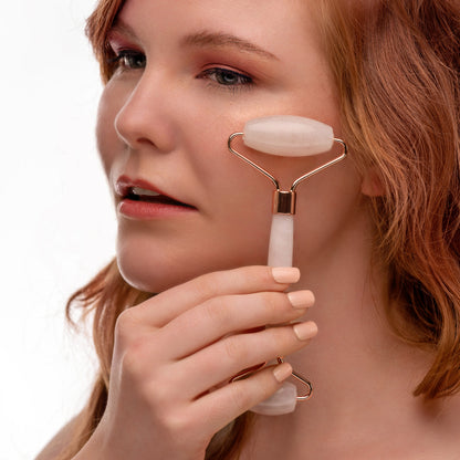 Rose Quartz Facial Roller – Dual-Ended Beauty Tool for Calming, Cooling & Skin Radiance
