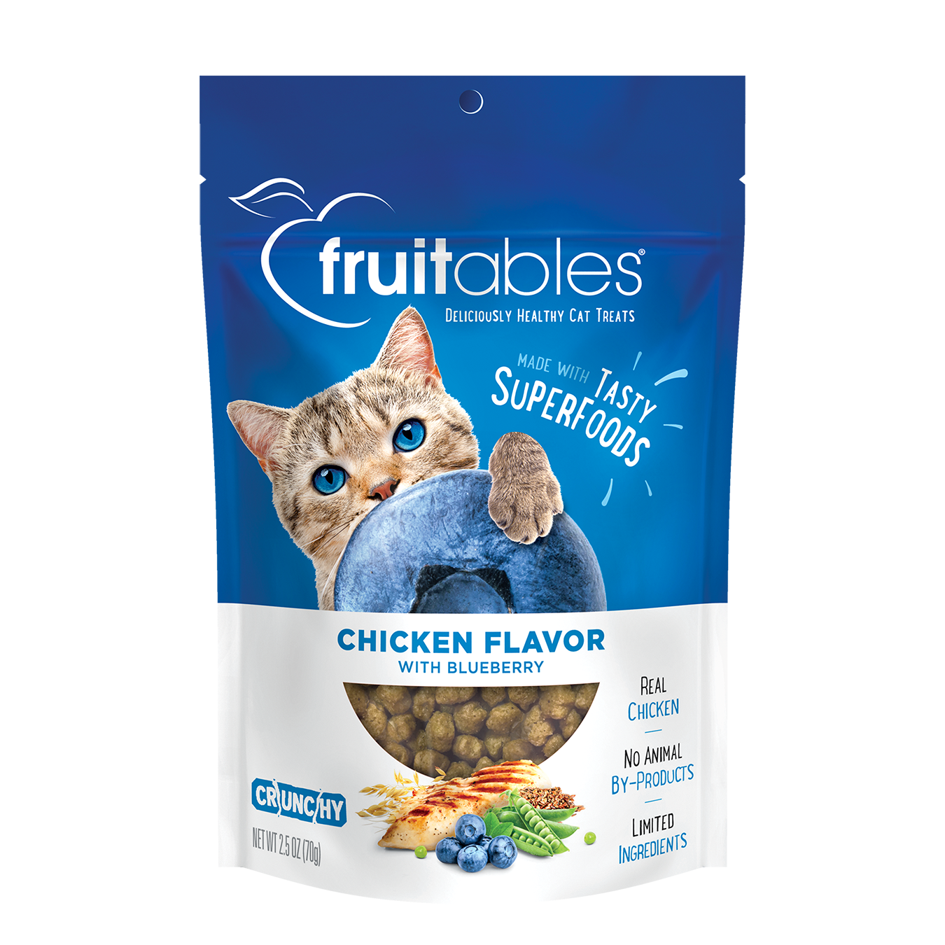 Fruitables Chicken & Blueberry Cat Treats (Pack of 10 - 2.5 Oz Each)