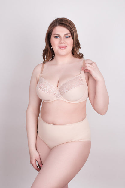 Bra Milavitsa 120151 - Elastic & Lace, Double-Segment Cups, Wide Straps