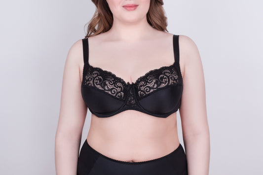 Bra Milavitsa 120151 - Elastic & Lace, Double-Segment Cups, Wide Straps