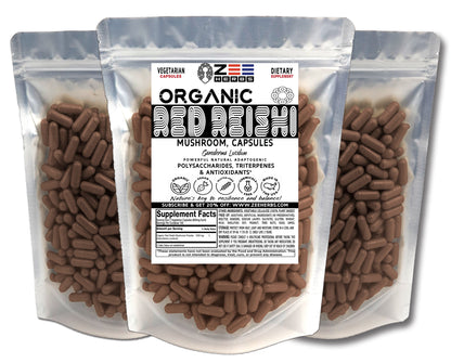 Red Reishi Mushroom Capsules - 1200mg Pure Organic Wellness