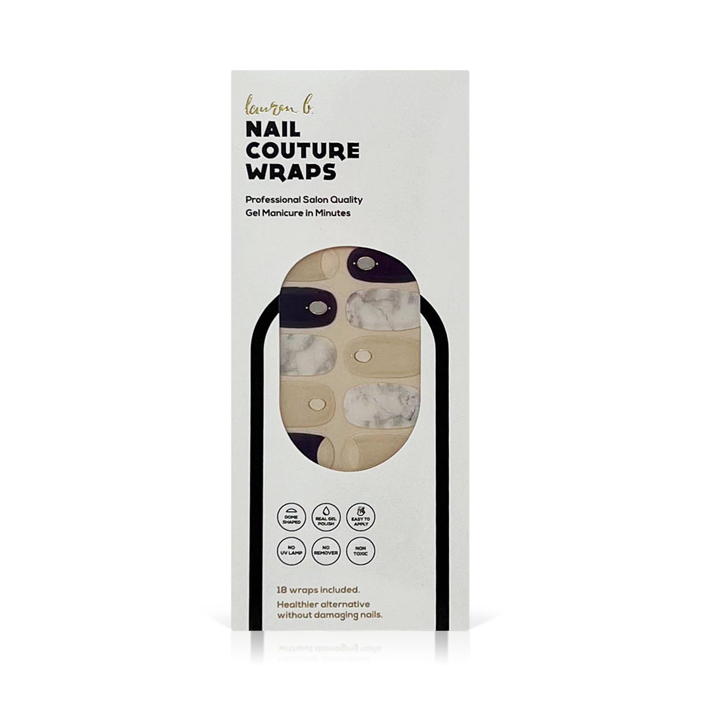 Reverse French Navy & Nude Marble Gel Nail Wrap