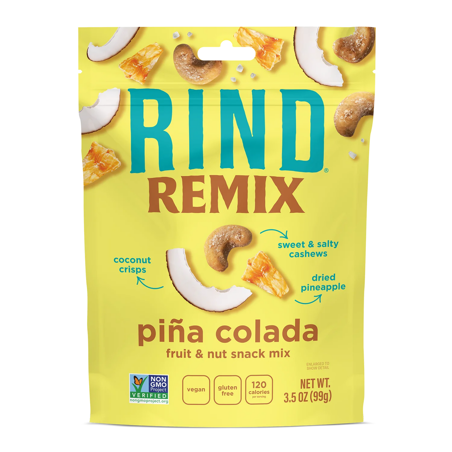 Rind Snacks Pina Colada Snack Mix, 3.5 oz (Pack of 6) - Tropical Fruit Blend