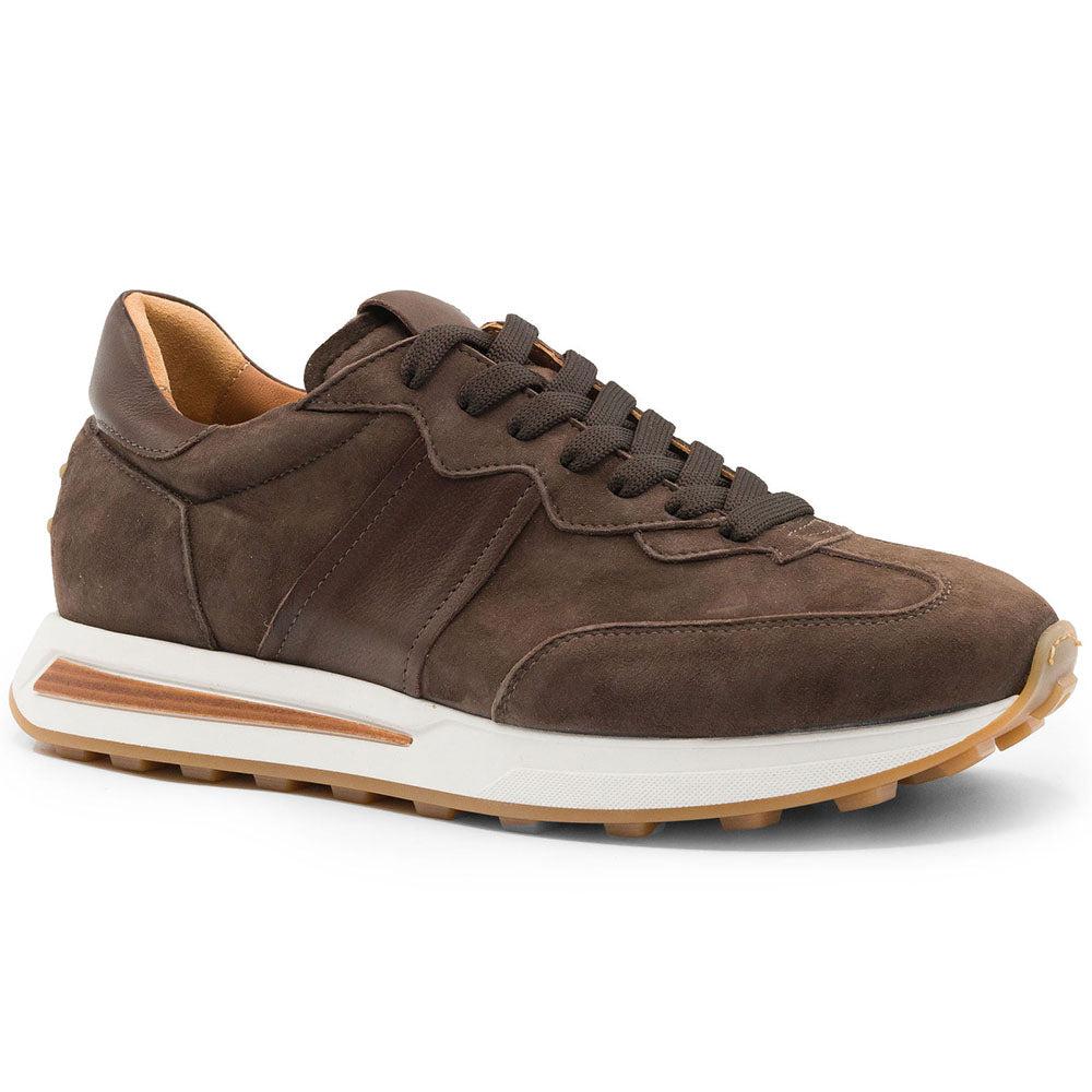 66-265-NIC ROXI Suede & Calfskin Sneaker, Nicotine