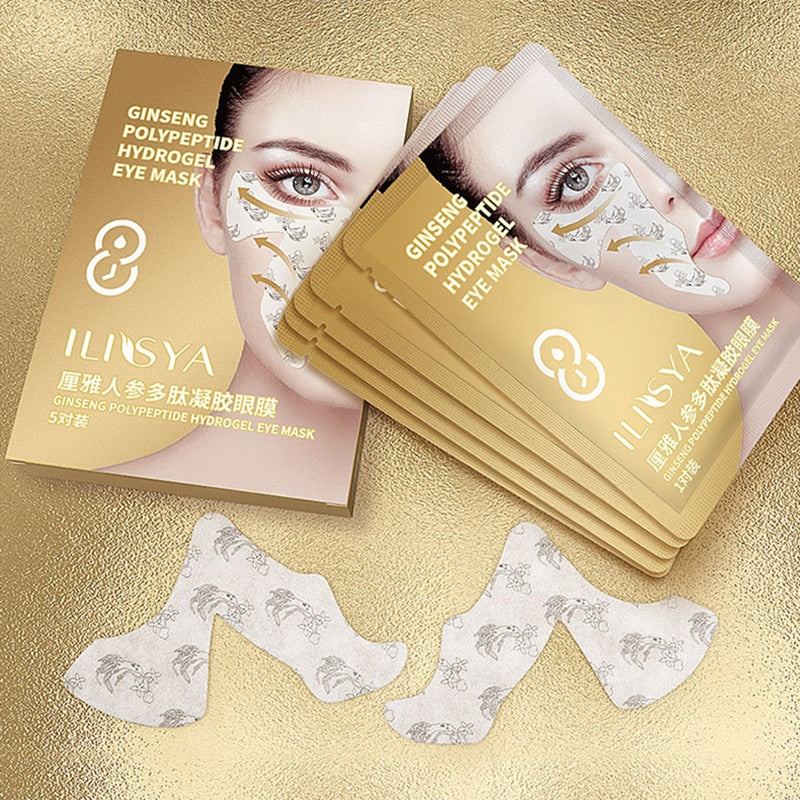 Ilisya Anti-Wrinkle Overnight Firming Eye Mask Ginseng Polypetide Hydrogel Moisturizing nasolabial folds Eye Patch 5 Pairs