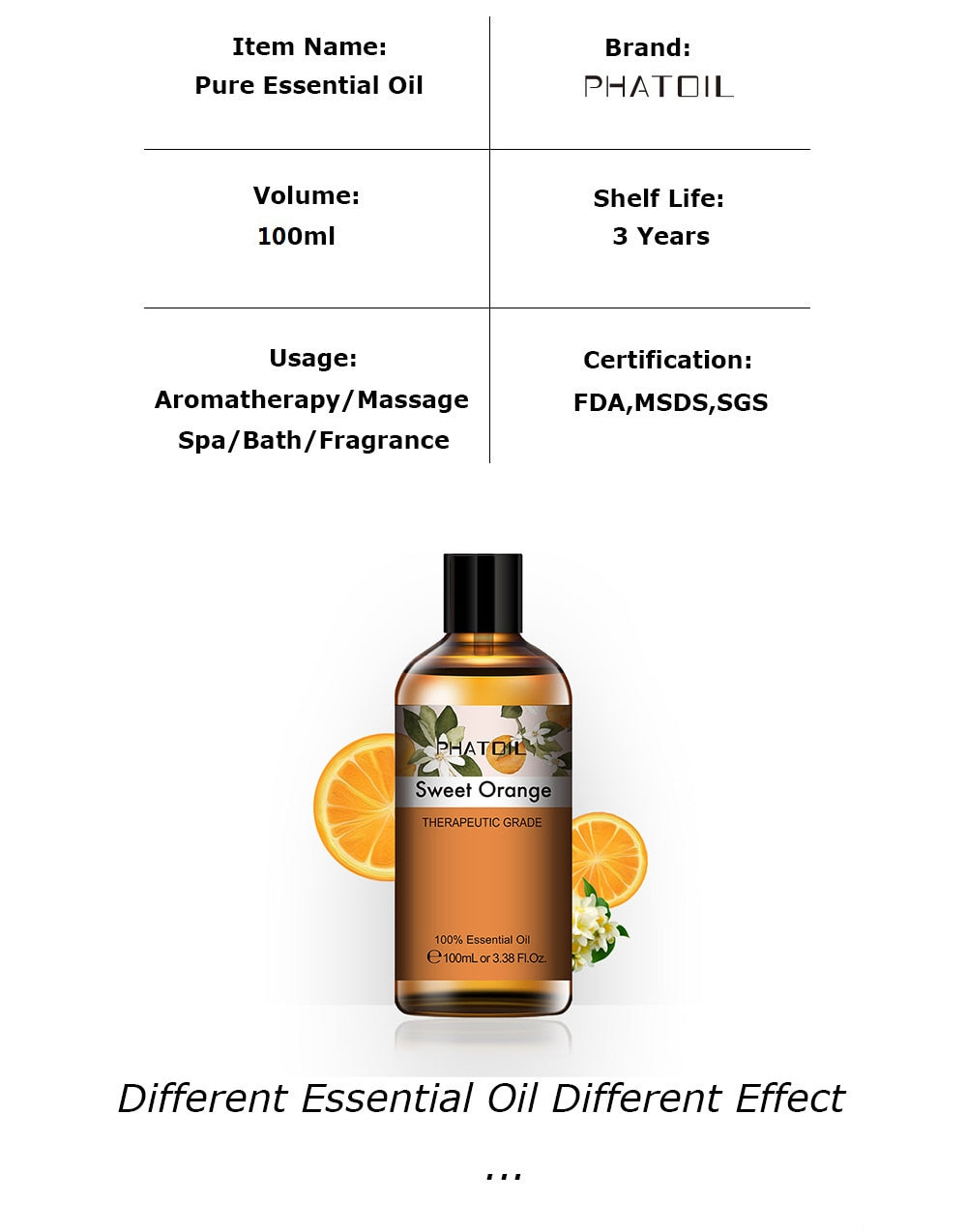 100ML Pure Natural Essential Oils Diffuser for Skin Care Rose Orange Lemon Lavender Rose Geranium Chamomile Avocado Aroma Oil