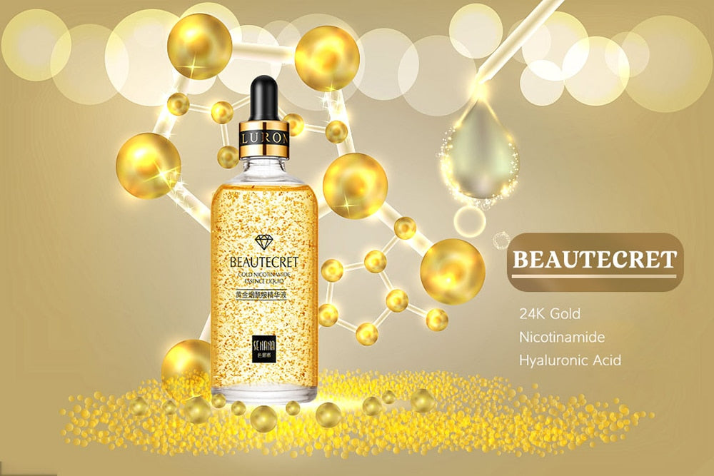 Skincare Product 24K Gold Niacinamide Face Serum Anti Aging Hyaluronic Acid for Face Shrinks Pores Korean Skin Care Products