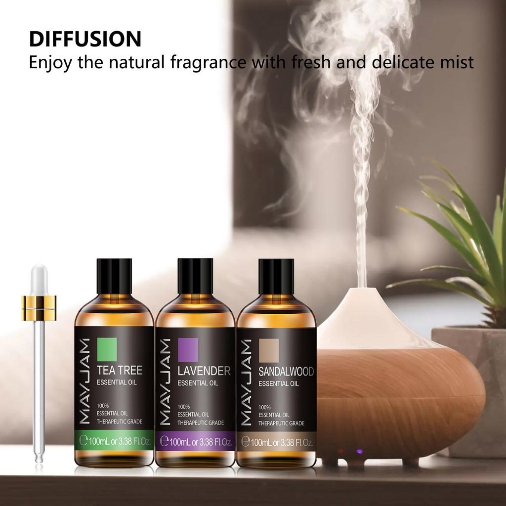 100ml Pure Natural Tea Tree Sandalwood Essential Oils Diffuser Plant Lavender Mint Vanilla Rosemary Eucalyptus Essential Oil