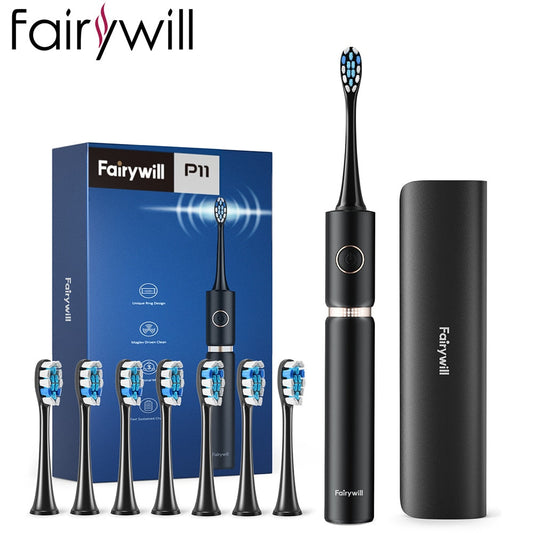 P11 Plus Sonic Electric Toothbrush: Waterproof, Fast Charging, Smart Timer, 8 Replacement Heads, and Travel Case!