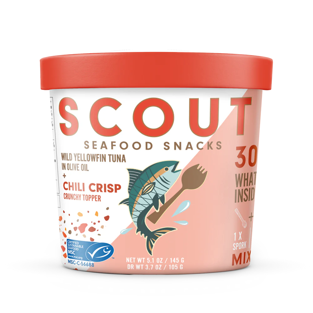 Scout Tuna Snacks Chili Crisp, 5.1 oz (Pack of 6) - Gourmet Canned Tuna