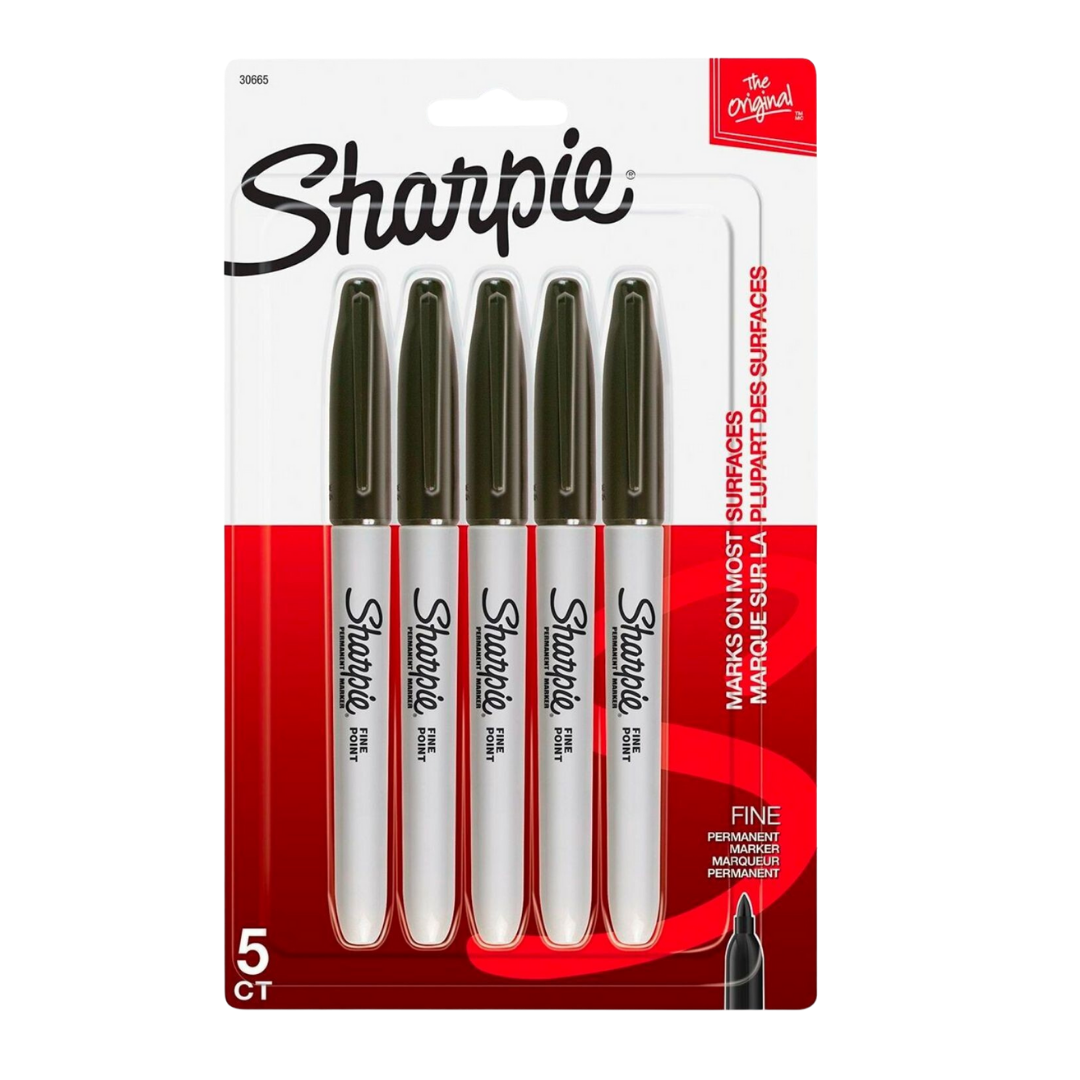 Sharpie Chisel Tip Permanent Markers (5 pack, Black)