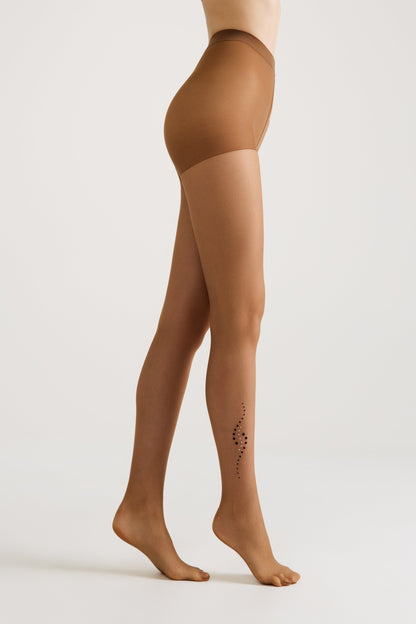 Fantasy Tights Conte Sheen - Flock and Rhinestone Applique