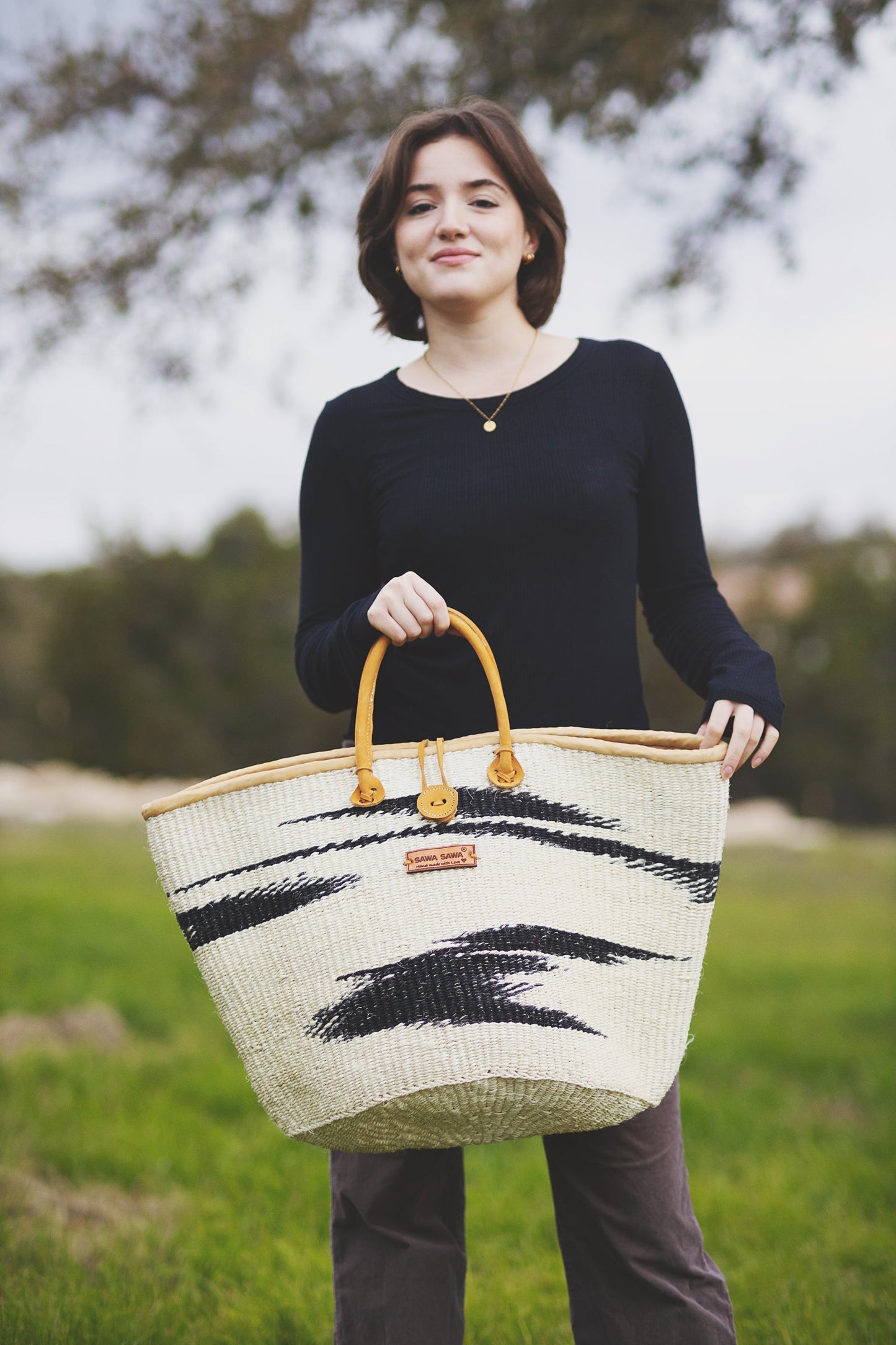 Balance Peace Handmade Sisal Straw Basket Tote Bag